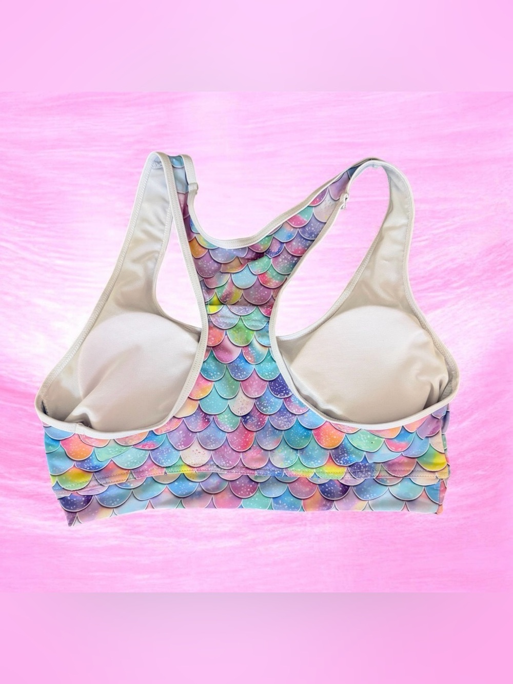 Pastel Mermaid Scale Sports Bra NWOT - Picture 2 of 3